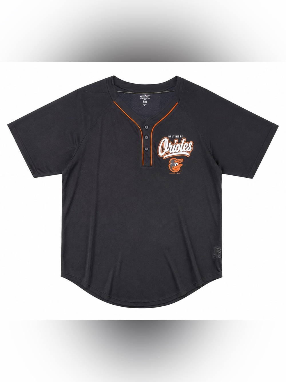 NWT MLB Baltimore Orioles Black and Orange Pullover Mesh Henley Jersey
